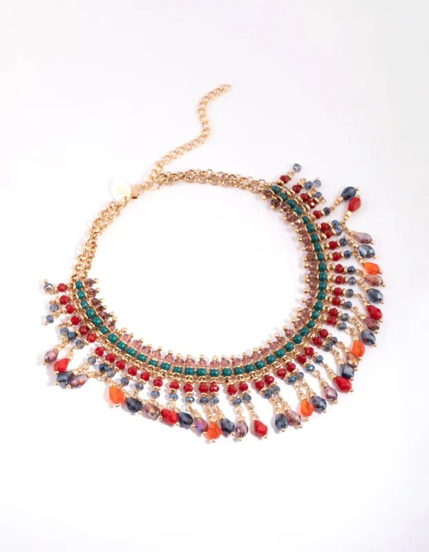 Colourful Facet Bead Row Necklace sold by lovisa