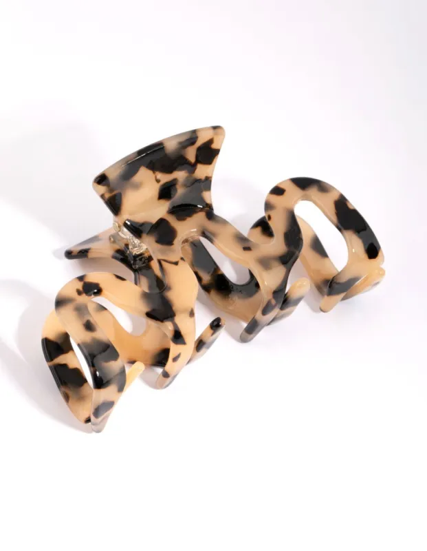 Cream Tortoiseshell Acrylic Swirl Claw sold by lovisa