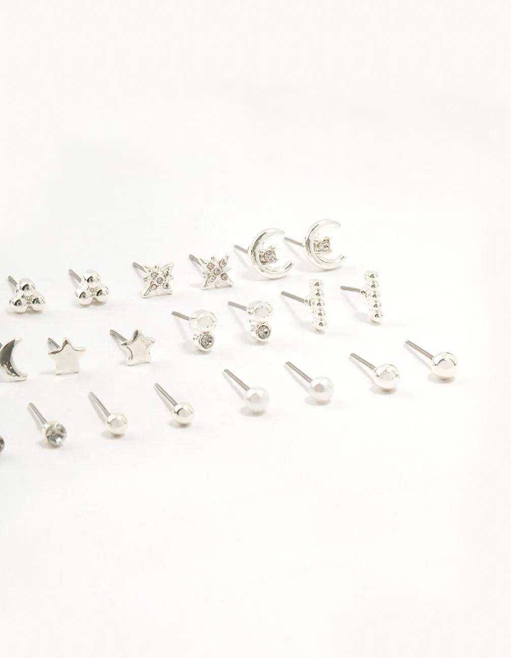 Silver Star & Moon Stud Earrings 12-Pack sold by lovisa product image thumbnail 3