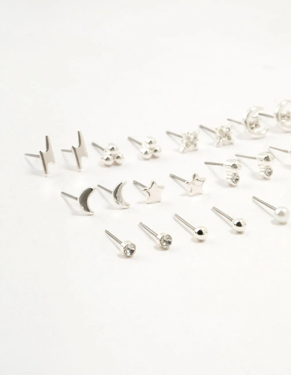 Silver Star & Moon Stud Earrings 12-Pack sold by lovisa product image thumbnail 2
