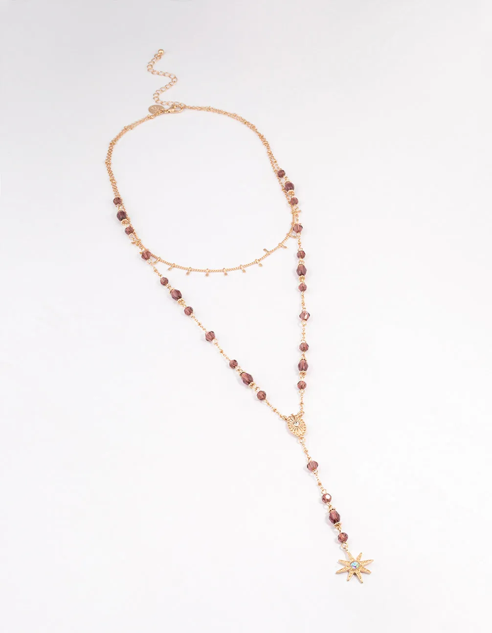 Gold Beaded Double Row Evil & Star Necklace sold by lovisa product image thumbnail 2