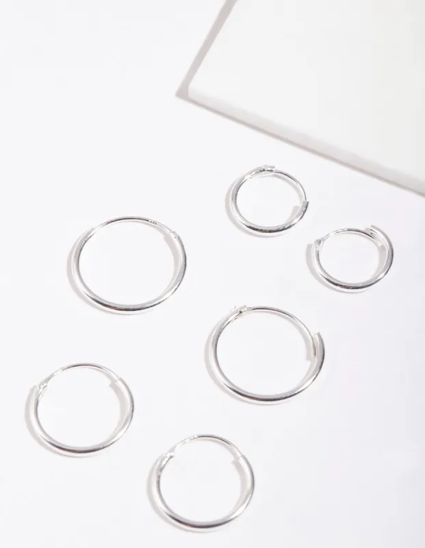 Sterling Silver Classic Hoop Pack sold by lovisa