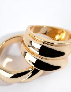 Gold Plated Chunky Swirl Ring Pack sold by lovisa