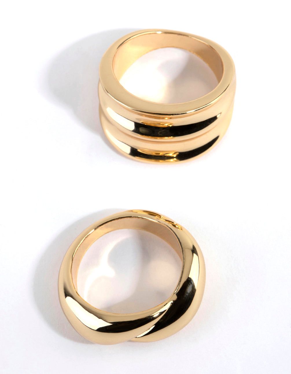 Gold Plated Chunky Swirl Ring Pack sold by lovisa