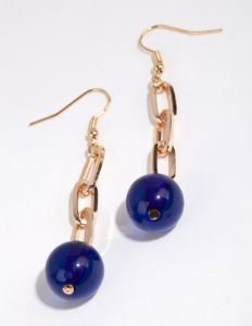 Gold Chain Link & Bead Drop Earrings sold by lovisa