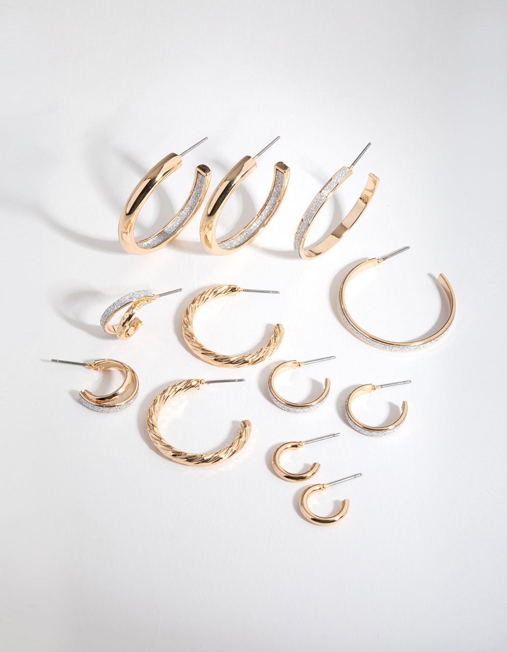 Gold Glitter Paper 6-Pack Earring sold by lovisa