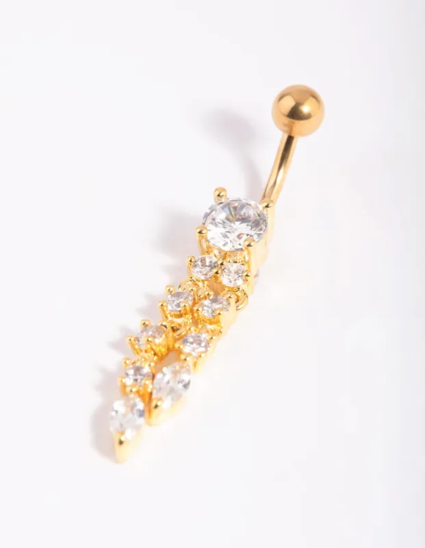 Gold Plated Titanium Dangle Belly Bar sold by lovisa