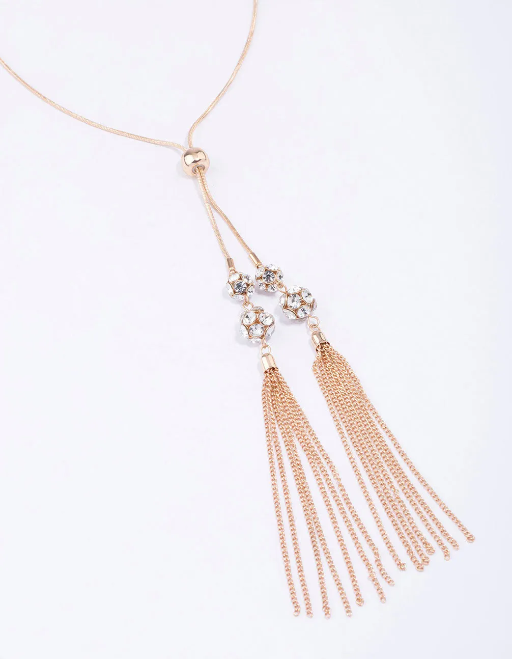 Gold Diamante Long Tassel Necklace sold by lovisa