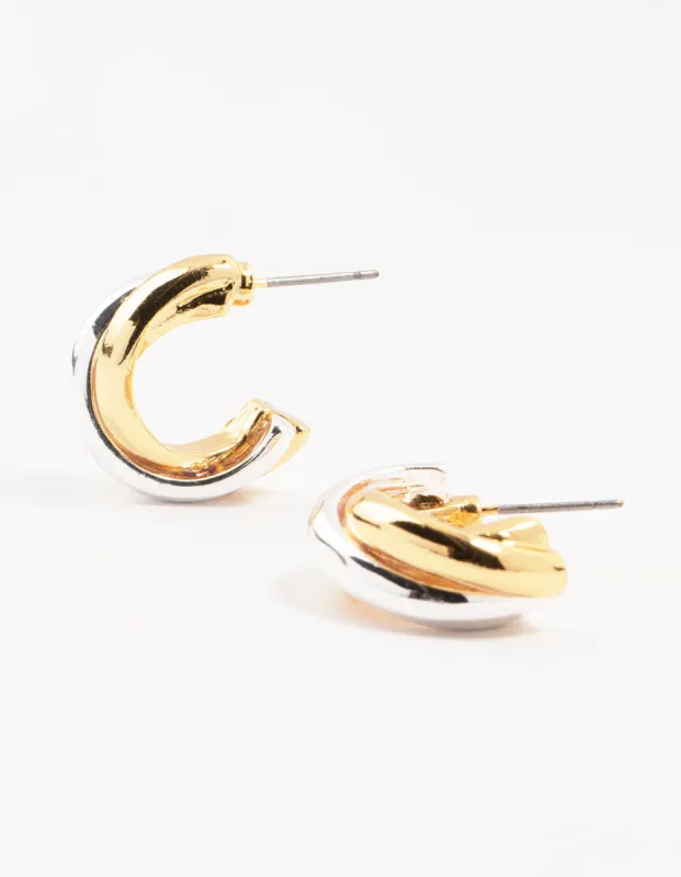Mixed Metals Cross Hoop Stud Earrings sold by lovisa