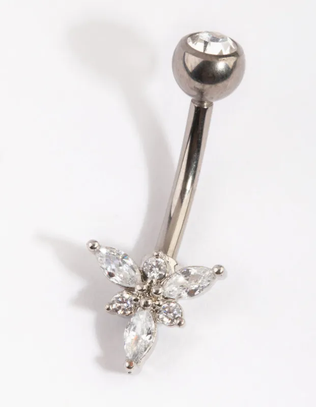 Titanium Elegant Diamante Belly Ring sold by lovisa