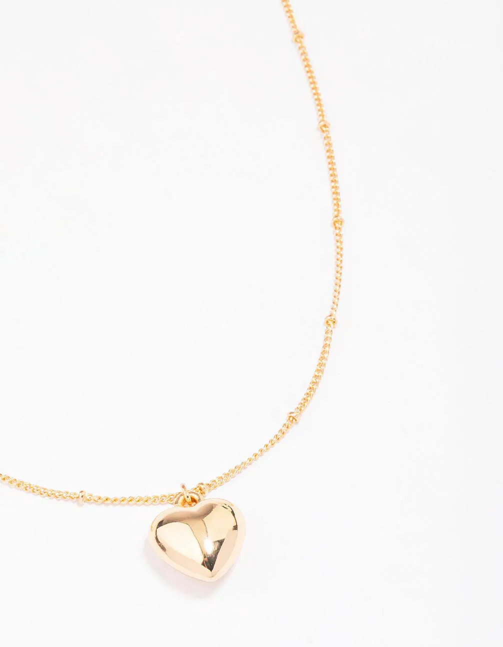 Gold Puffy Heart Ball Chain Pendant Necklace sold by lovisa