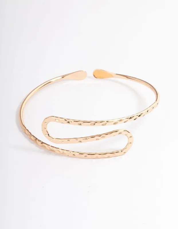 Gold Hammered Swirl Bangle Arm Cuff sold by lovisa