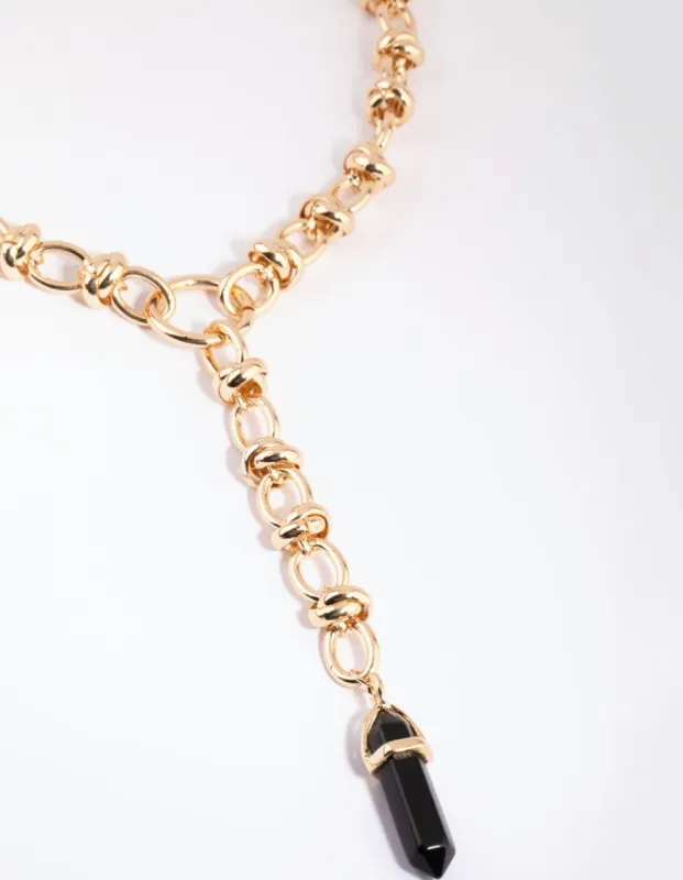 Gold Link Chain Black Shard Necklace sold by lovisa