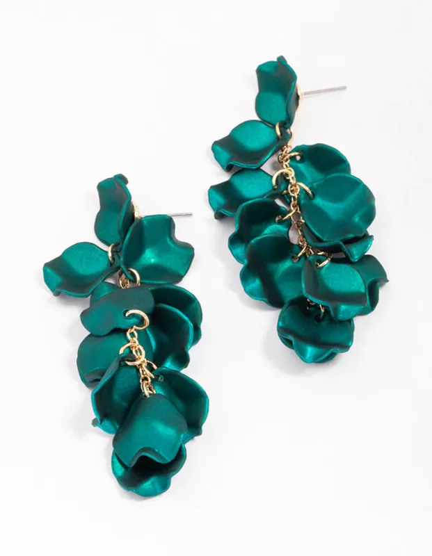Green Iridescent Petal Drop Earrings sold by lovisa