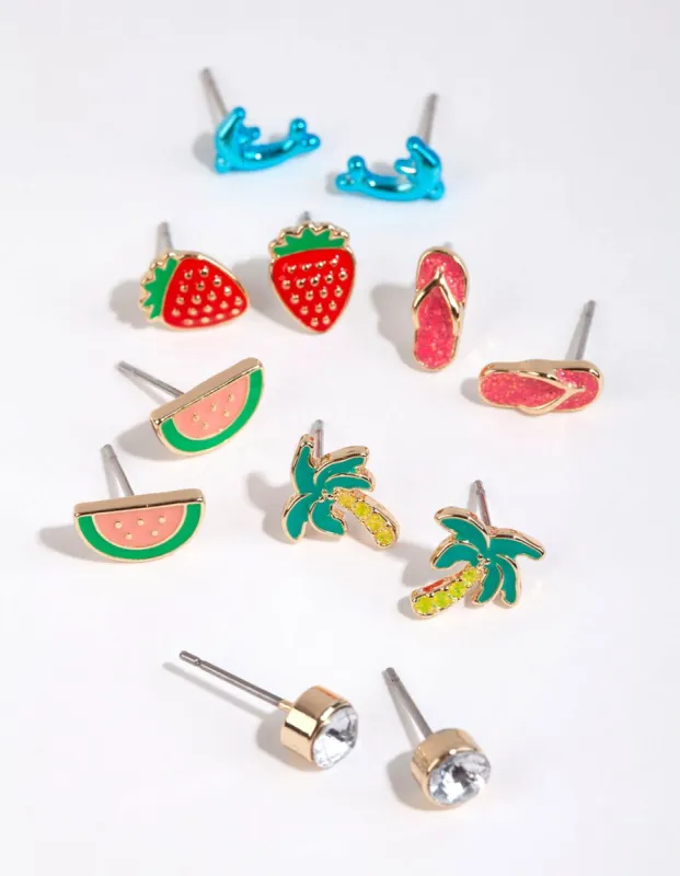 Kids Gold Beach Stud Earring Pack sold by lovisa