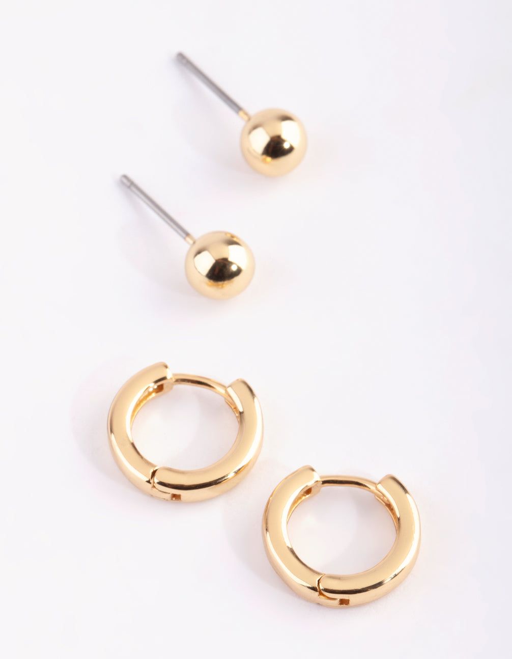 Gold Simple Stud & Huggie Pack Earrings sold by lovisa