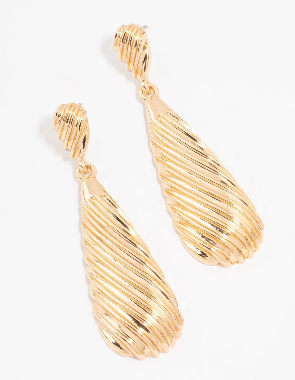 Gold Ribbed Teardrop Earrings sold by lovisa