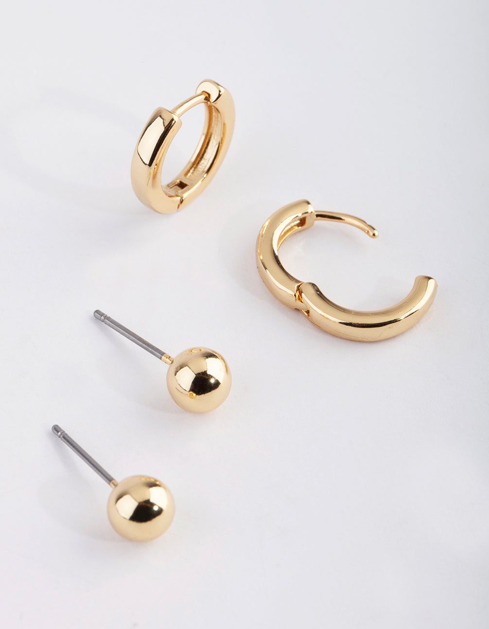 Gold Simple Stud & Huggie Pack Earrings sold by lovisa product image thumbnail 2