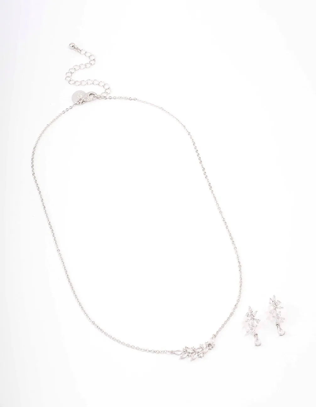 Rhodium Dainty Sparkle Flower Necklace & Earring Set sold by lovisa product image thumbnail 4