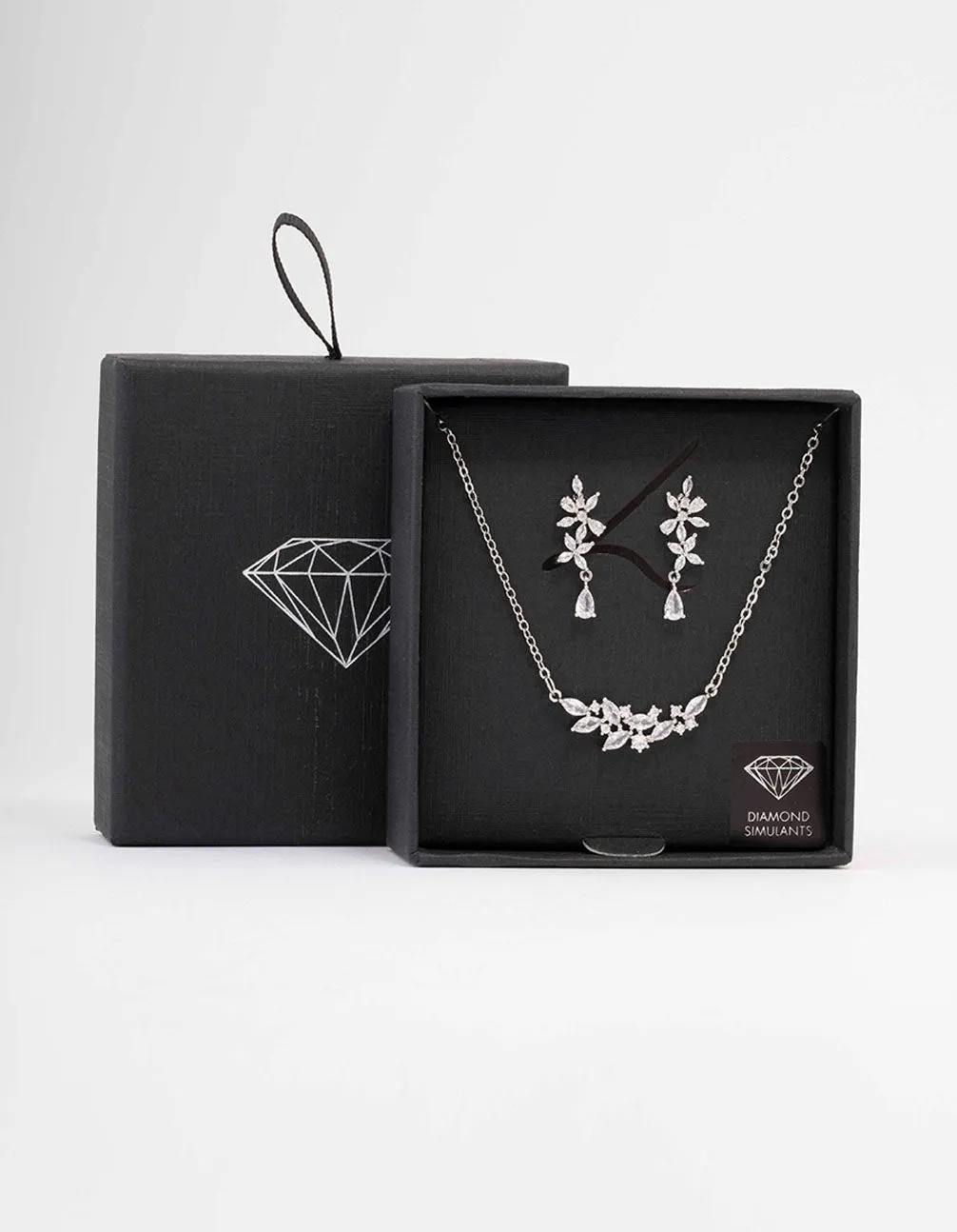 Rhodium Dainty Sparkle Flower Necklace & Earring Set sold by lovisa product image thumbnail 3
