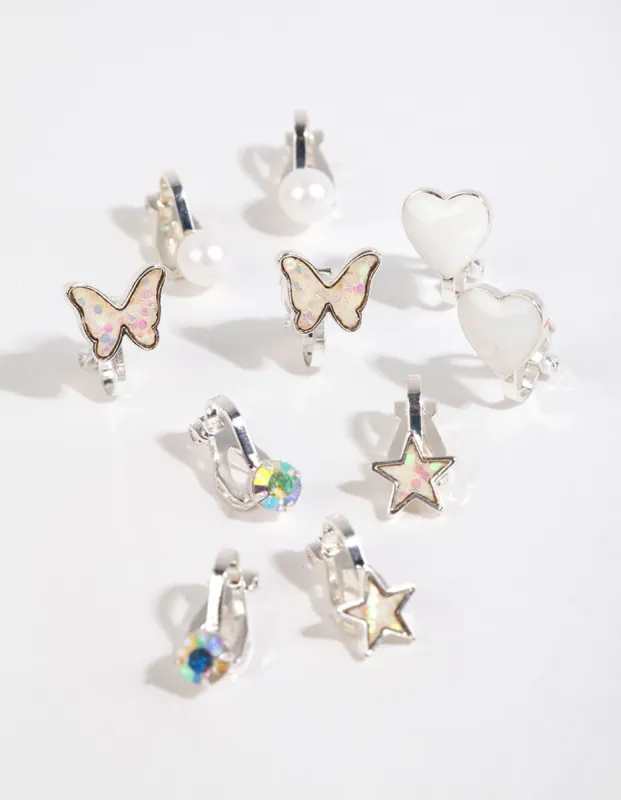 Kids Silver Iridescent Clip On Earring Pack sold by lovisa