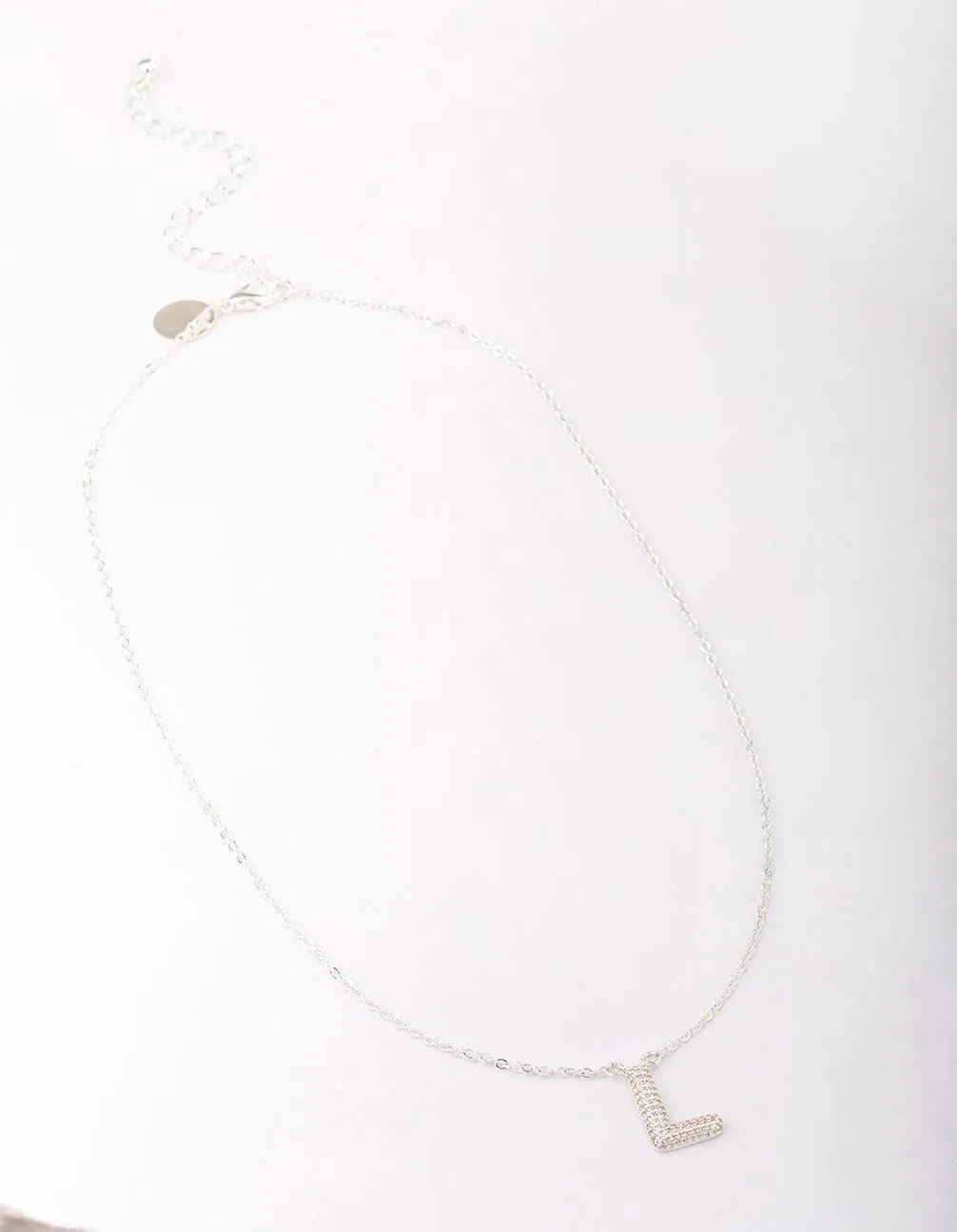 Letter L Silver Plated Pave Pendant Initial Necklace sold by lovisa product image thumbnail 2