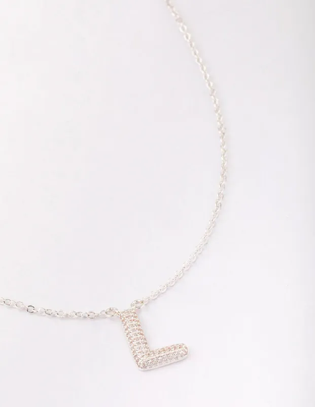 Letter L Silver Plated Pave Pendant Initial Necklace sold by lovisa