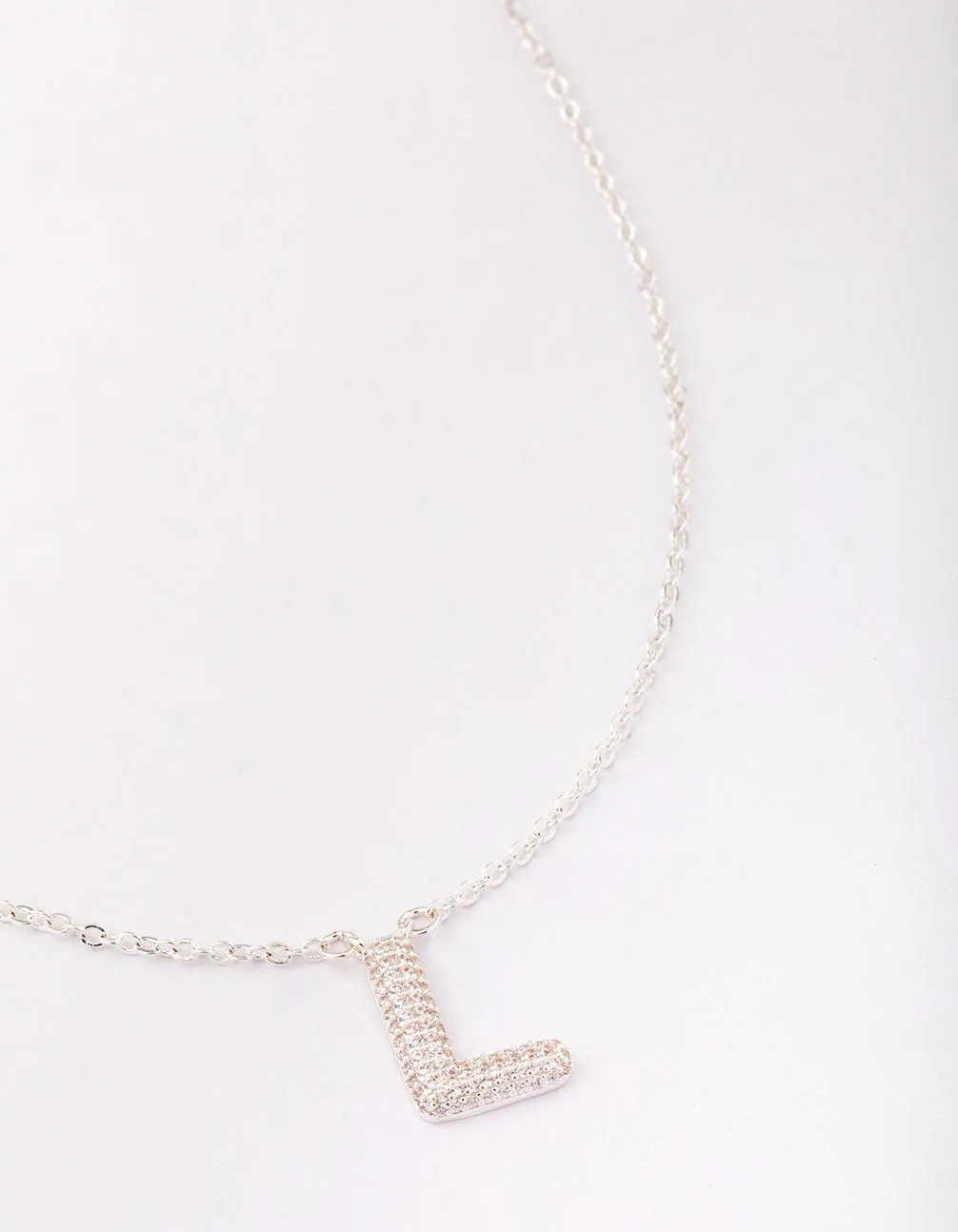 Letter L Silver Plated Pave Pendant Initial Necklace sold by lovisa
