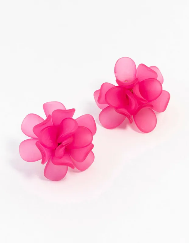 Pink  Large Flower Petal Stud Earrings sold by lovisa