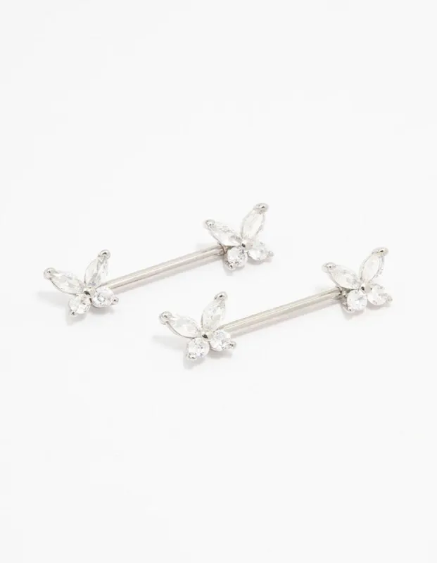 Surgical Steel Butterfly Double Nipple Piercing sold by lovisa