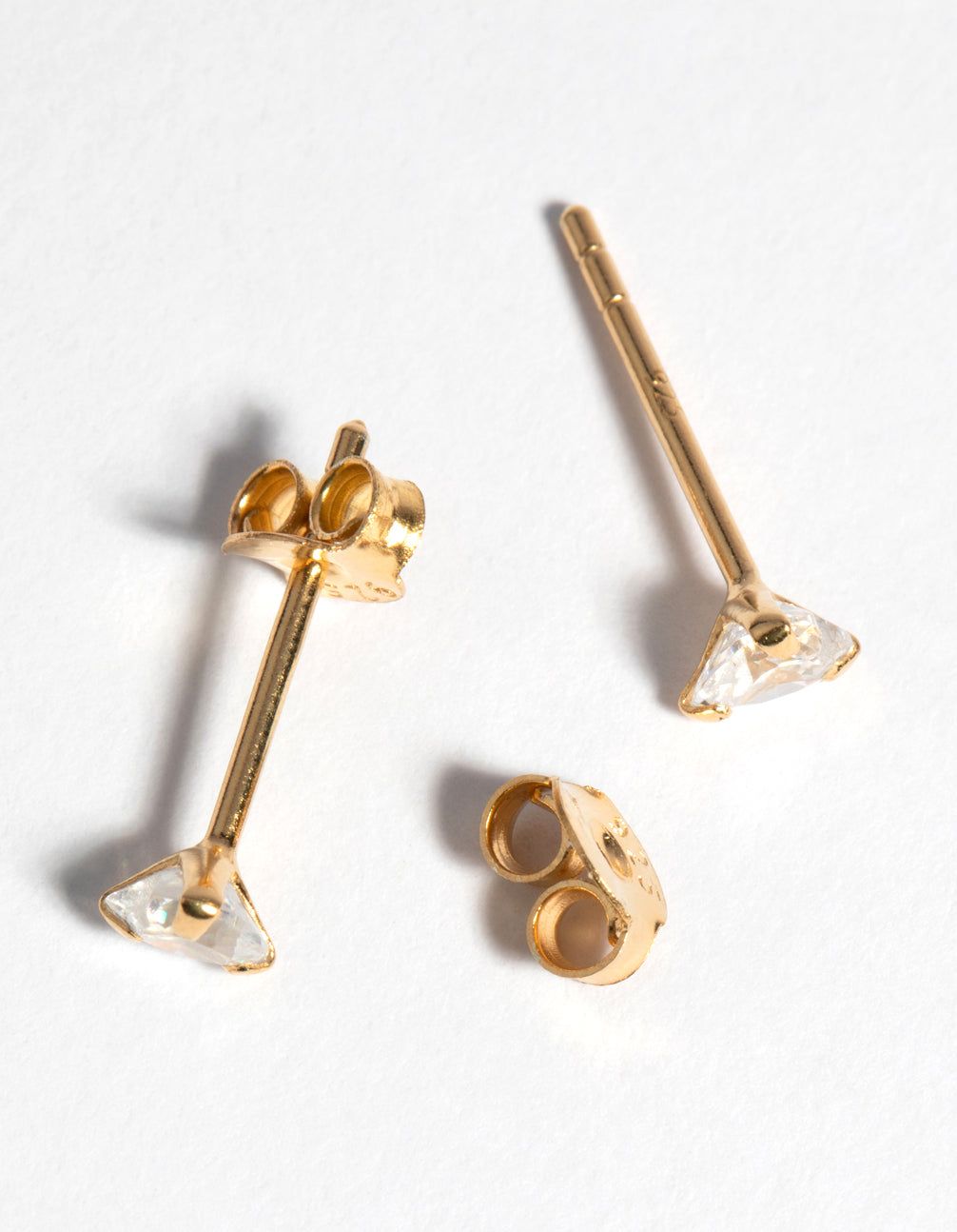 Gold Plated Sterling Silver 4mm Cubic Zirconia Stud Earrings sold by lovisa product image thumbnail 2