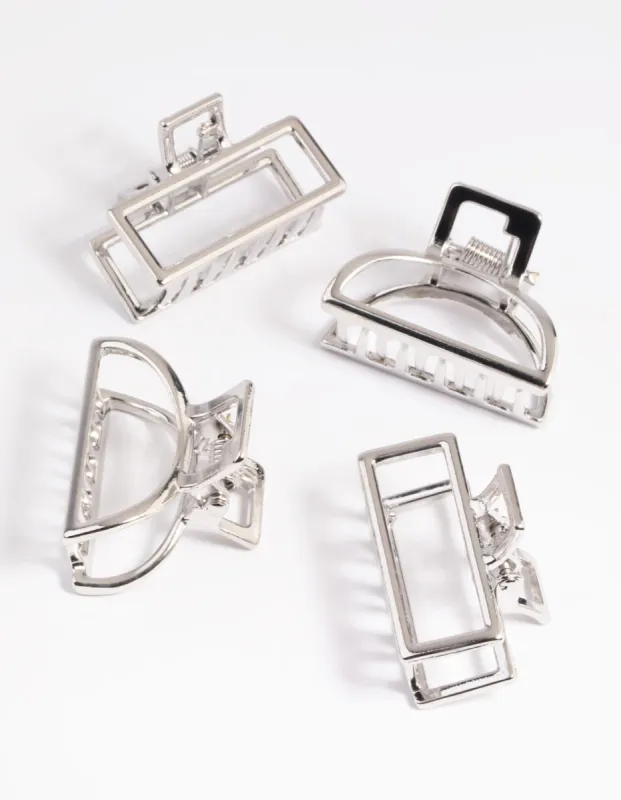 Rhodium Mixed Shape Small Hair Claw Clip 4-Pack sold by lovisa