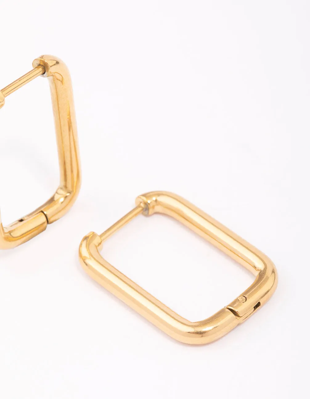 Gold Plated Stainless Steel Small Rectangular Hoop Earrings sold by lovisa product image thumbnail 3