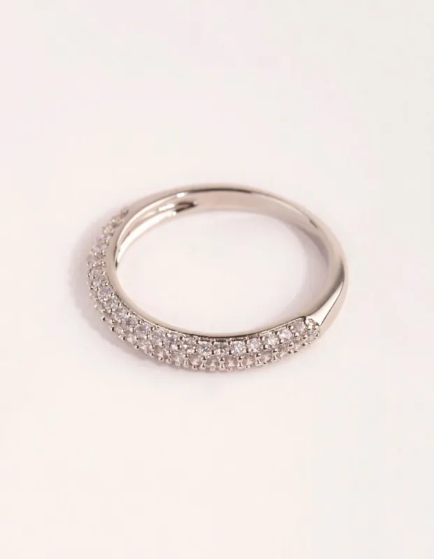 Rhodium Half Pave Cubic Zirconia Ring sold by lovisa
