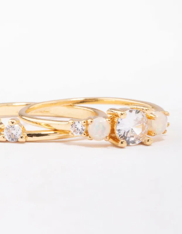 Gold Plated Petitie Cubic Zirconia Stacking Ring sold by lovisa