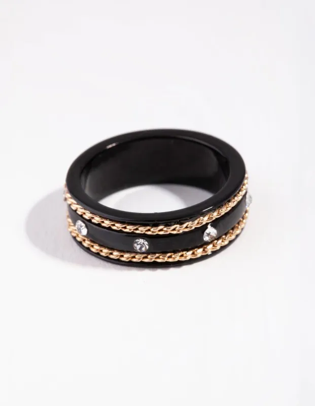 Matte Chain Detail Diamante Ring sold by lovisa