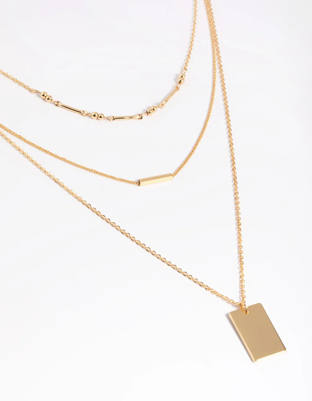 Gold Plated Rectangular Layered Necklace sold by lovisa