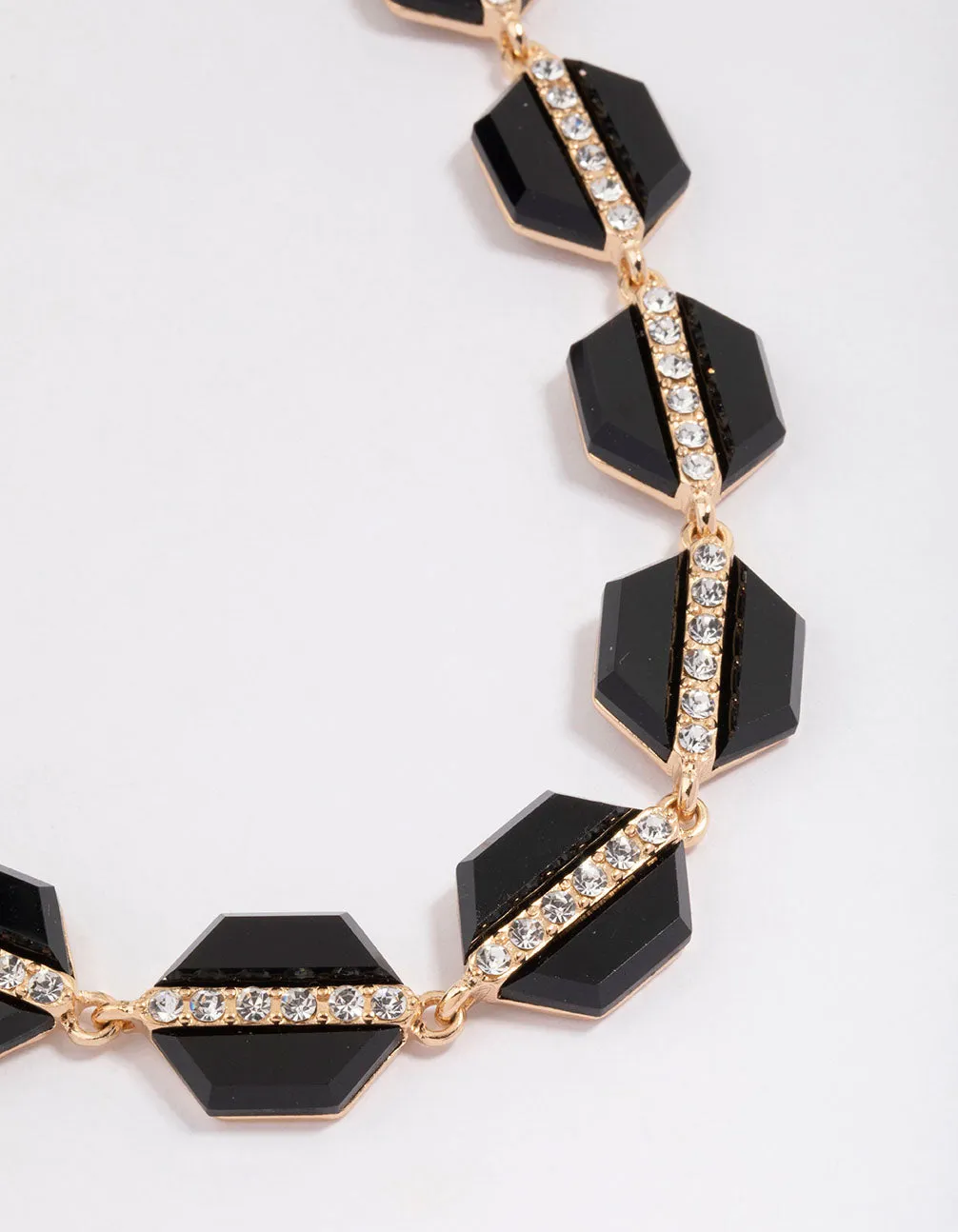 Gold Black Hexagon Diamante Necklace sold by lovisa product image thumbnail 2