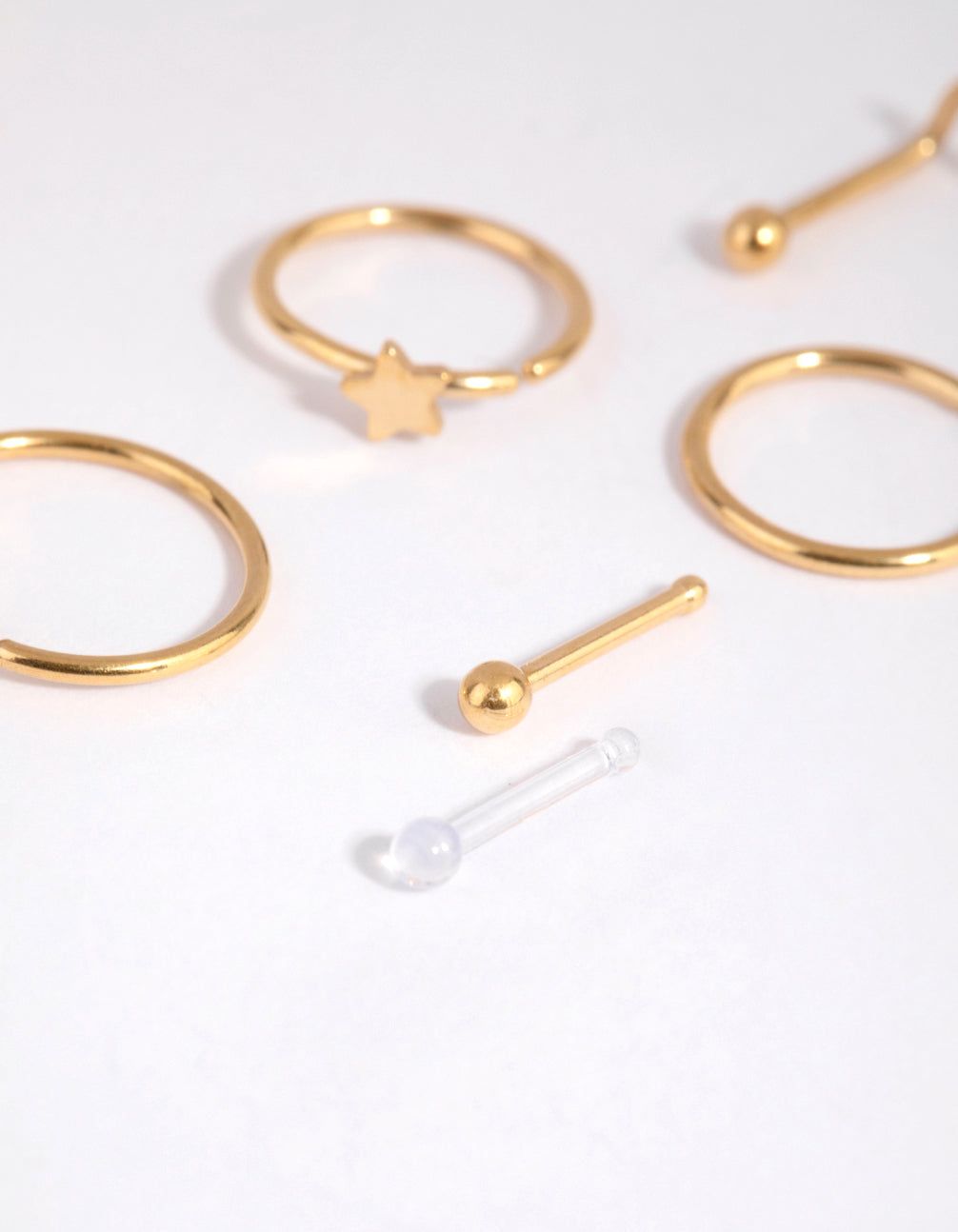 Gold Surgical Steel Mixed Star Nose Stud & Ring 6-Pack sold by lovisa product image thumbnail 3