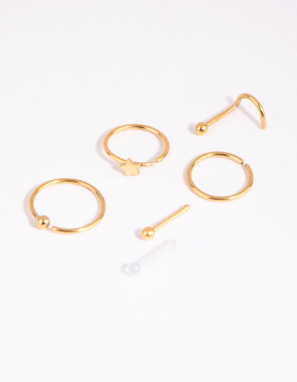 Gold Surgical Steel Mixed Star Nose Stud & Ring 6-Pack sold by lovisa