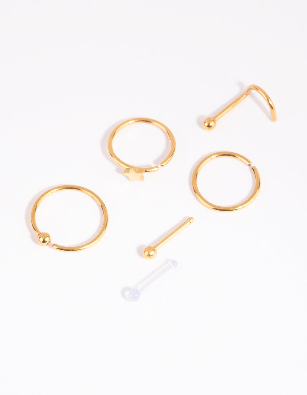 Gold Surgical Steel Mixed Star Nose Stud & Ring 6-Pack sold by lovisa product image thumbnail 2