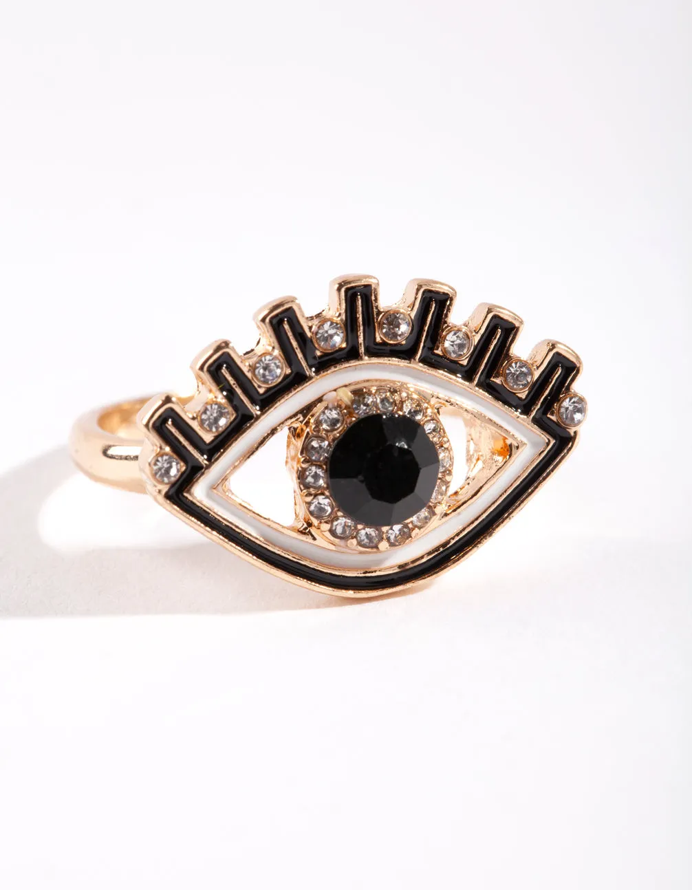 Black Eyelash Evil Eye Ring sold by lovisa