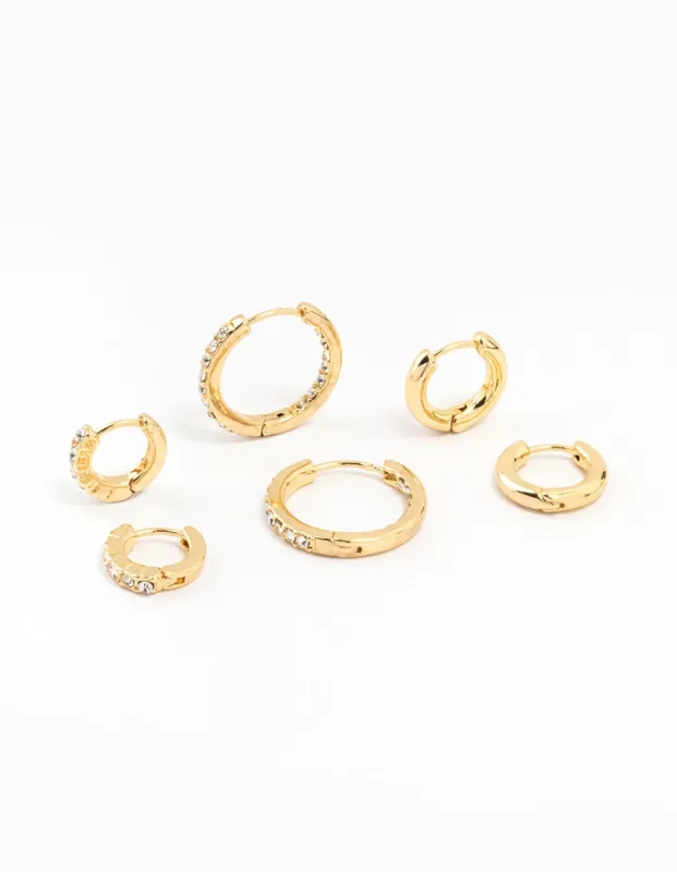 Gold Plated Diamante Huggie Earrings sold by lovisa
