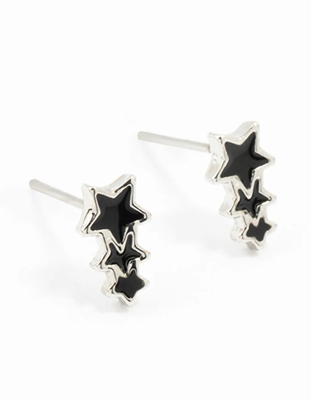 Silver Layered Triple Star Stud Earrings sold by lovisa