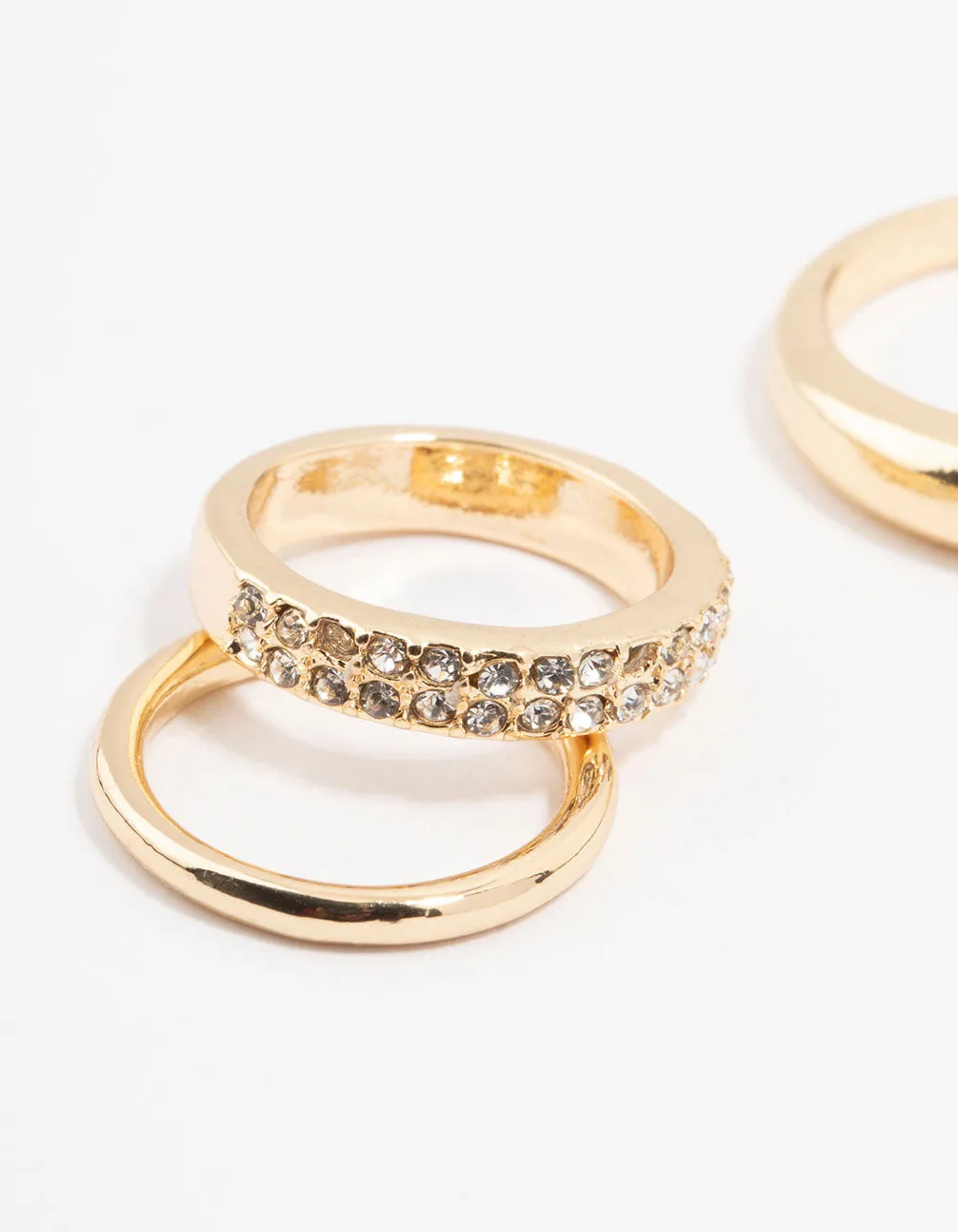 Gold Thick Diamante Band Rings 5-Pack sold by lovisa product image thumbnail 2