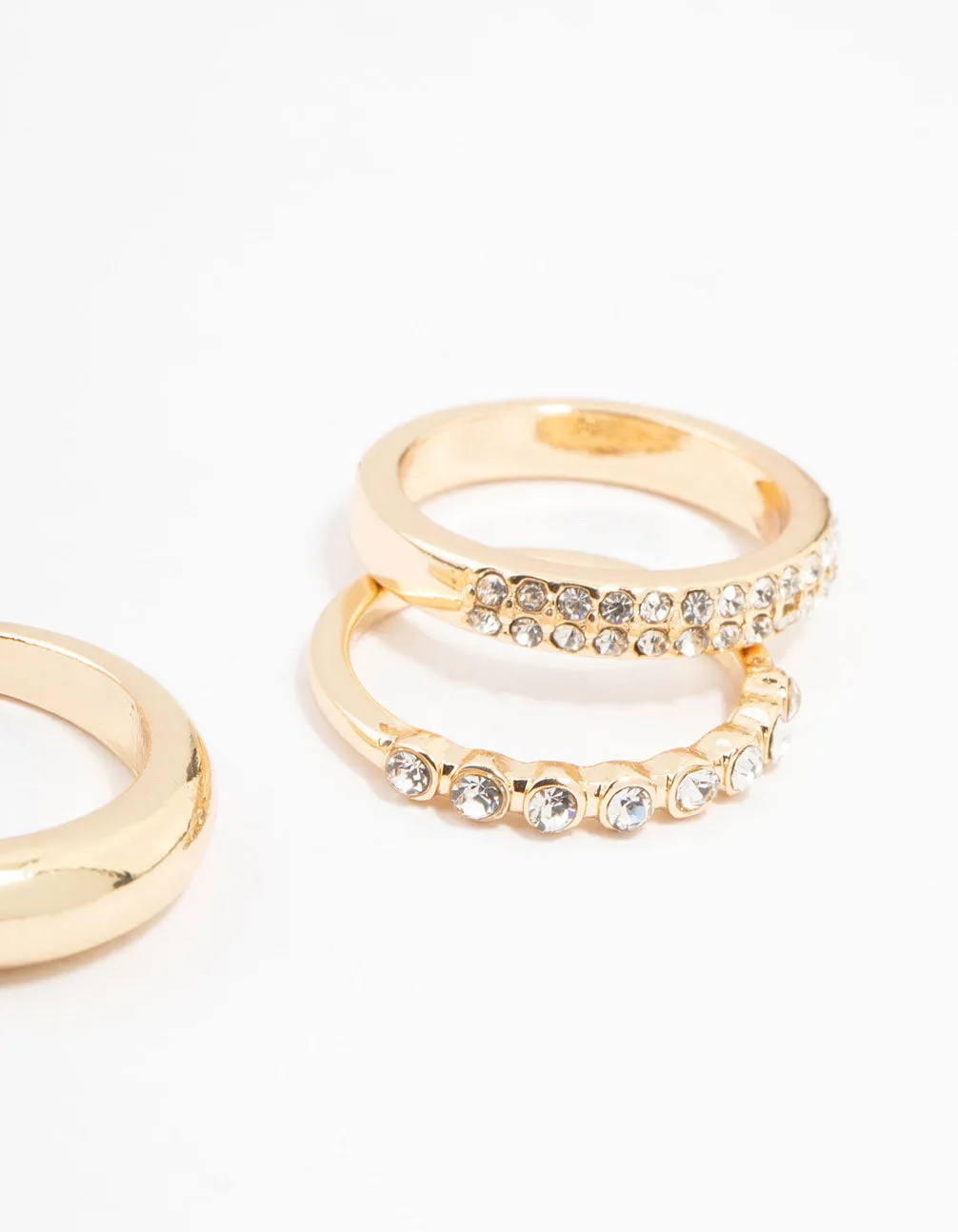 Gold Thick Diamante Band Rings 5-Pack sold by lovisa product image thumbnail 3