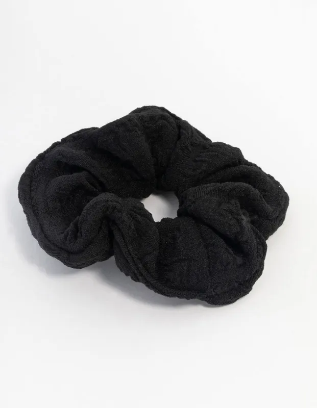 Black Fabric Seersucker Scrunchie sold by lovisa
