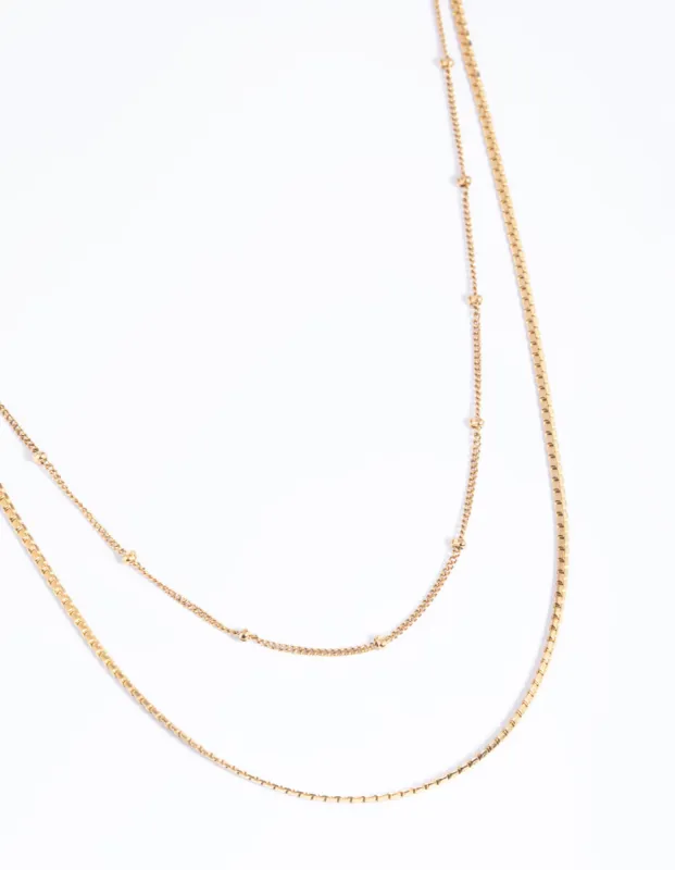 Waterproof Gold Plated Stainless Steel Mixed Chain Layered Necklace sold by lovisa
