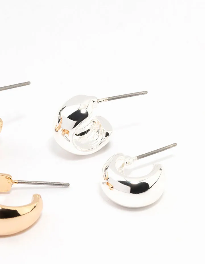 Mixed Metals Simple Hoop Earrings 3-Pack sold by lovisa product image thumbnail 3