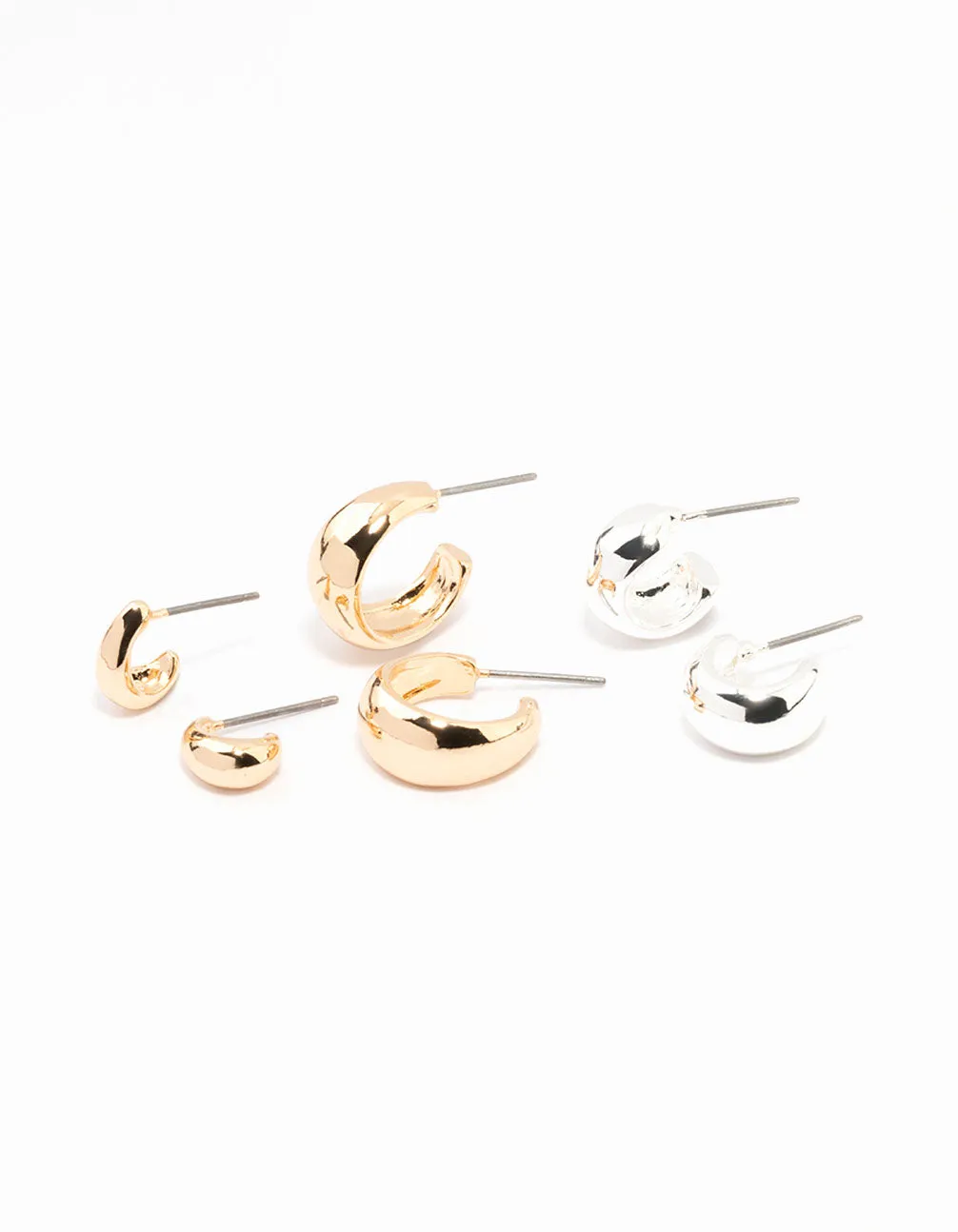 Mixed Metals Simple Hoop Earrings 3-Pack sold by lovisa